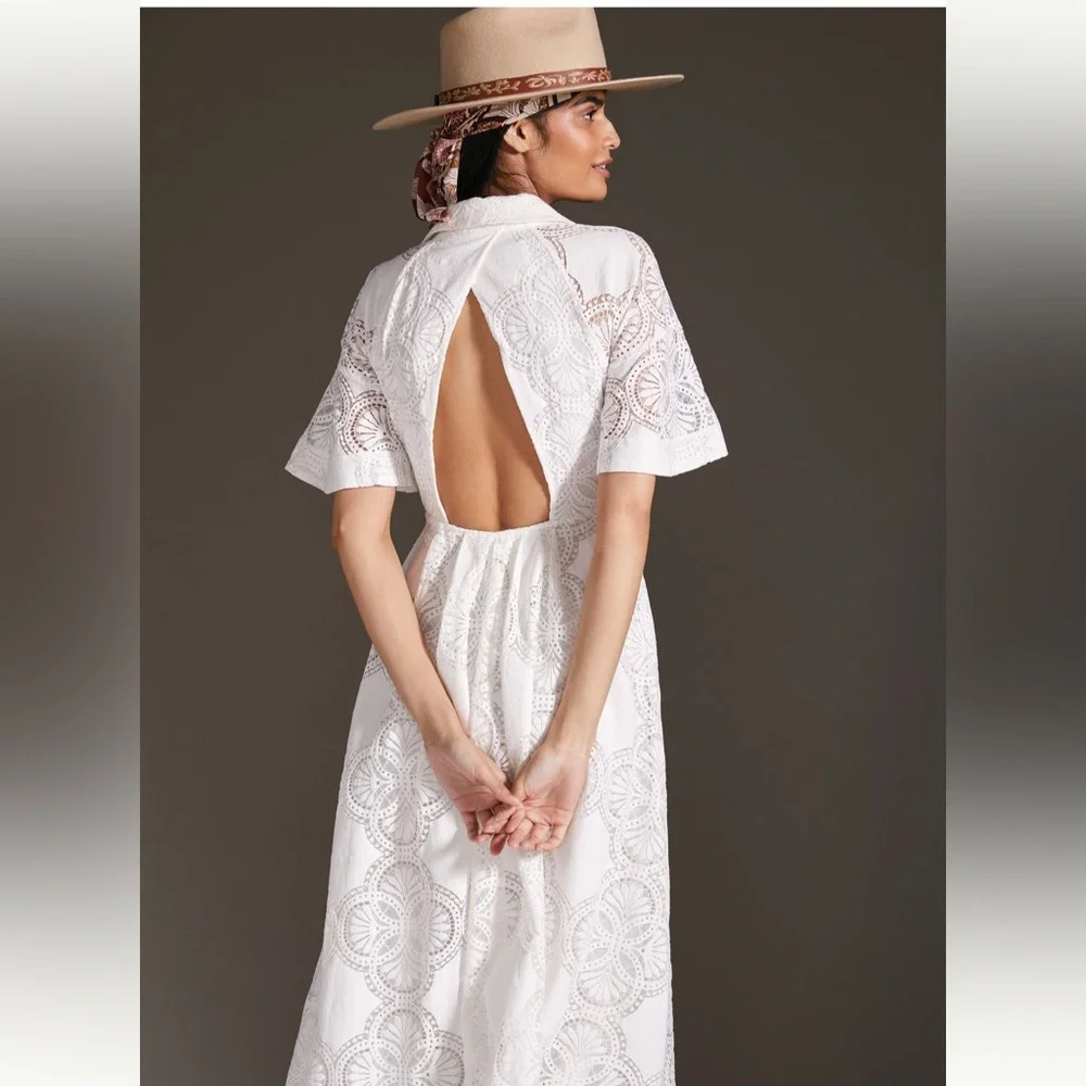 Elegant White Lace Dress - Picture 4 of 5